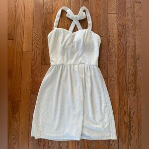 white sparkly mini bow dress